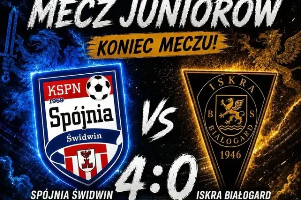 Juniorzy Iskry Białogard przegrywają ze Spójnią Świdwin