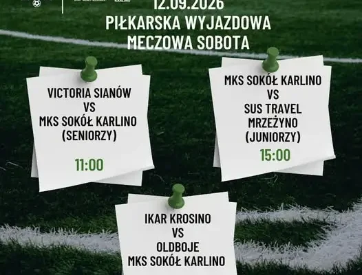 Piłkarska sobota w Karlinie: Sokół zagra na wyjeździe w trzech meczach