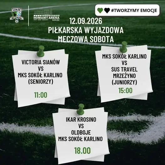 Piłkarska sobota w Karlinie: Sokół zagra na wyjeździe w trzech meczach