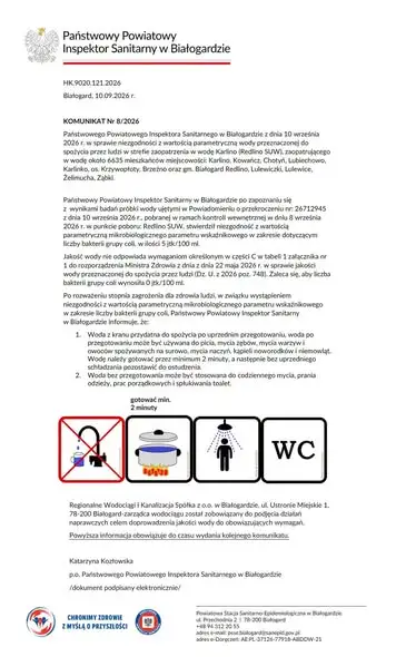Bakterie grupy coli w wodzie. Mieszkańcy Karlina i okolic muszą przegotowywać wodę
