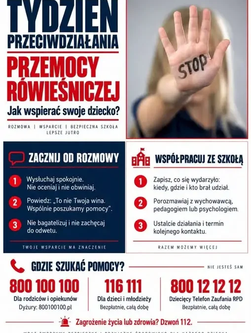 Białogard: Szkoła Podstawowa nr 1 włącza się w Tydzień Przeciwdziałania Przemocy Rówieśniczej